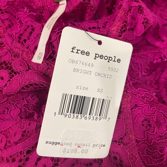 NWT FREE PEOPLE "HEART IN TWO" PINK LACE MINI DRESS XS - Picture 9 of 12